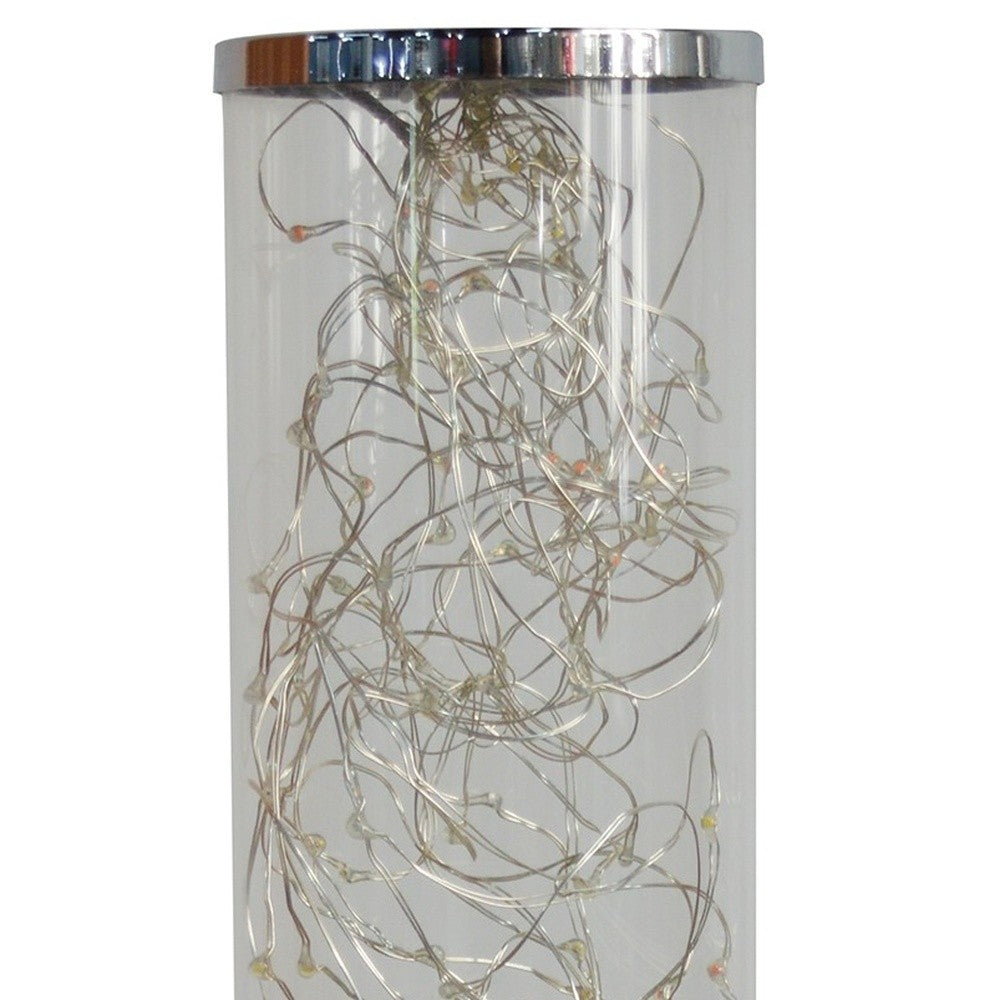 13" Silver Metal Column LED Rope Table Lamp With Clear - Minihomy