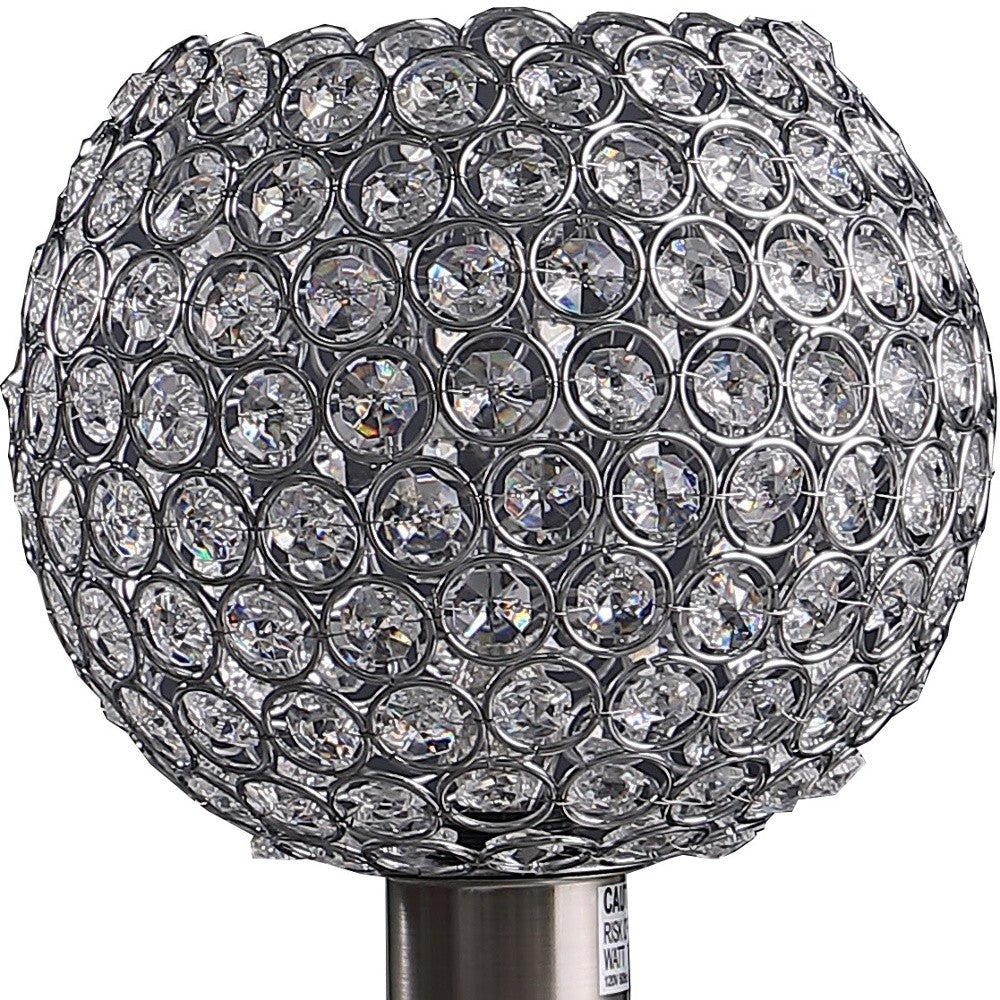 12" Silver Globe Led Table Lamp With Clear Globe Shade - Minihomy