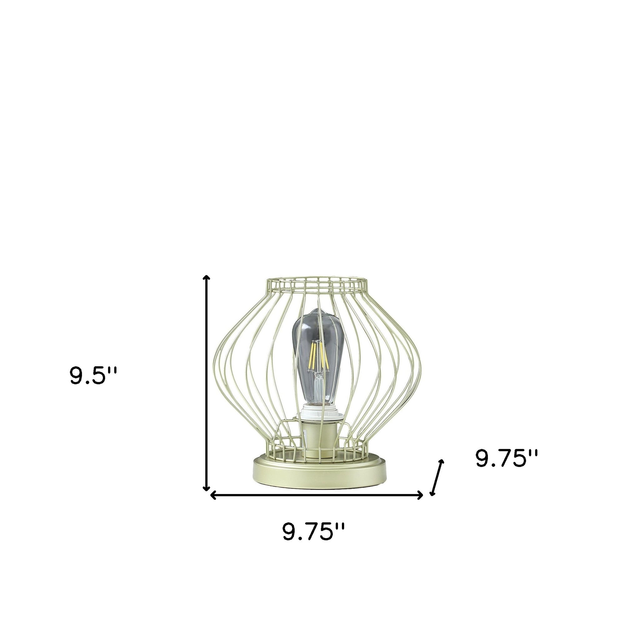 10" Gold Bedside Table Lamp With Gold Cage Shade - Minihomy