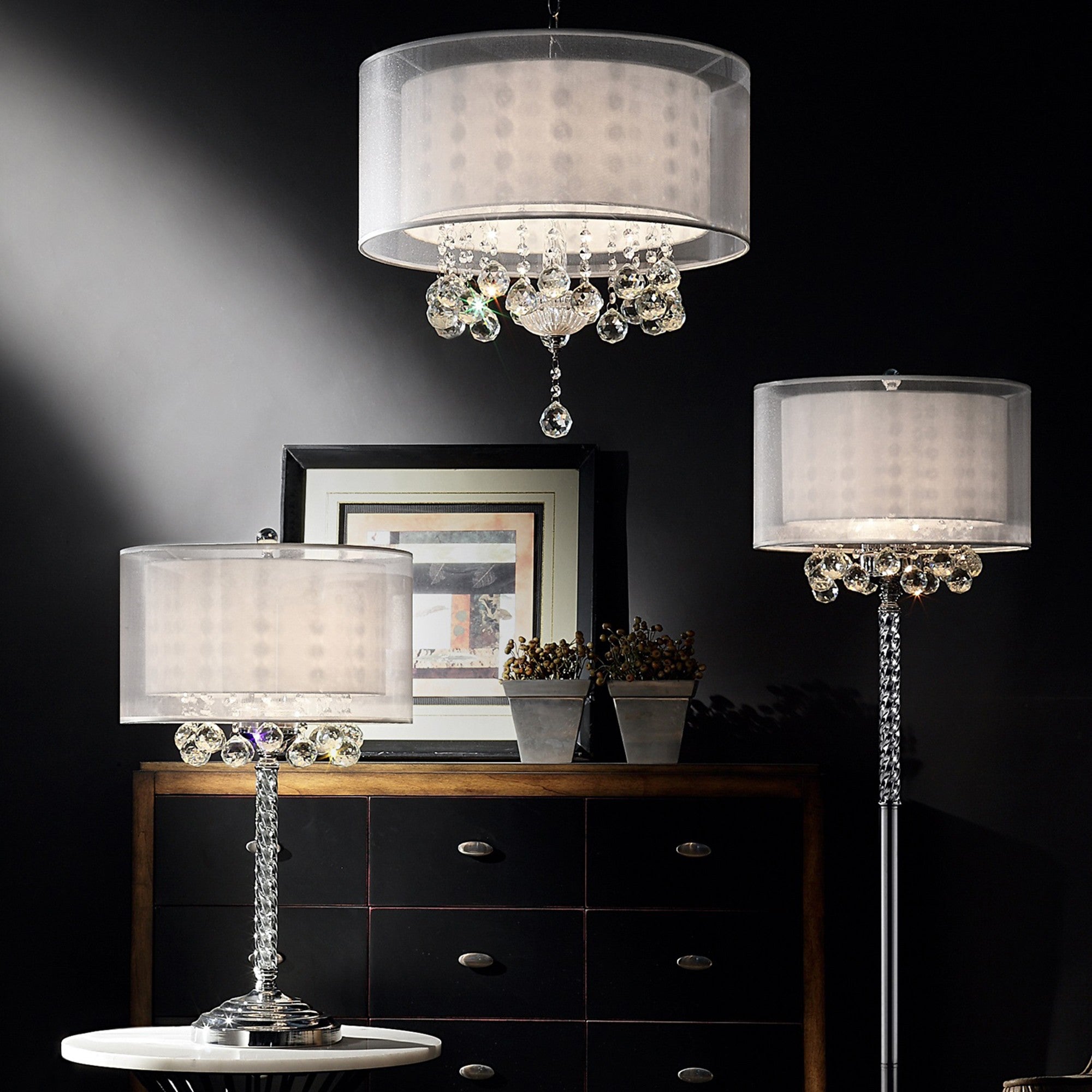 Chic Silver Ceiling Lamp with Crystal Accents and Silver Shade - Minihomy