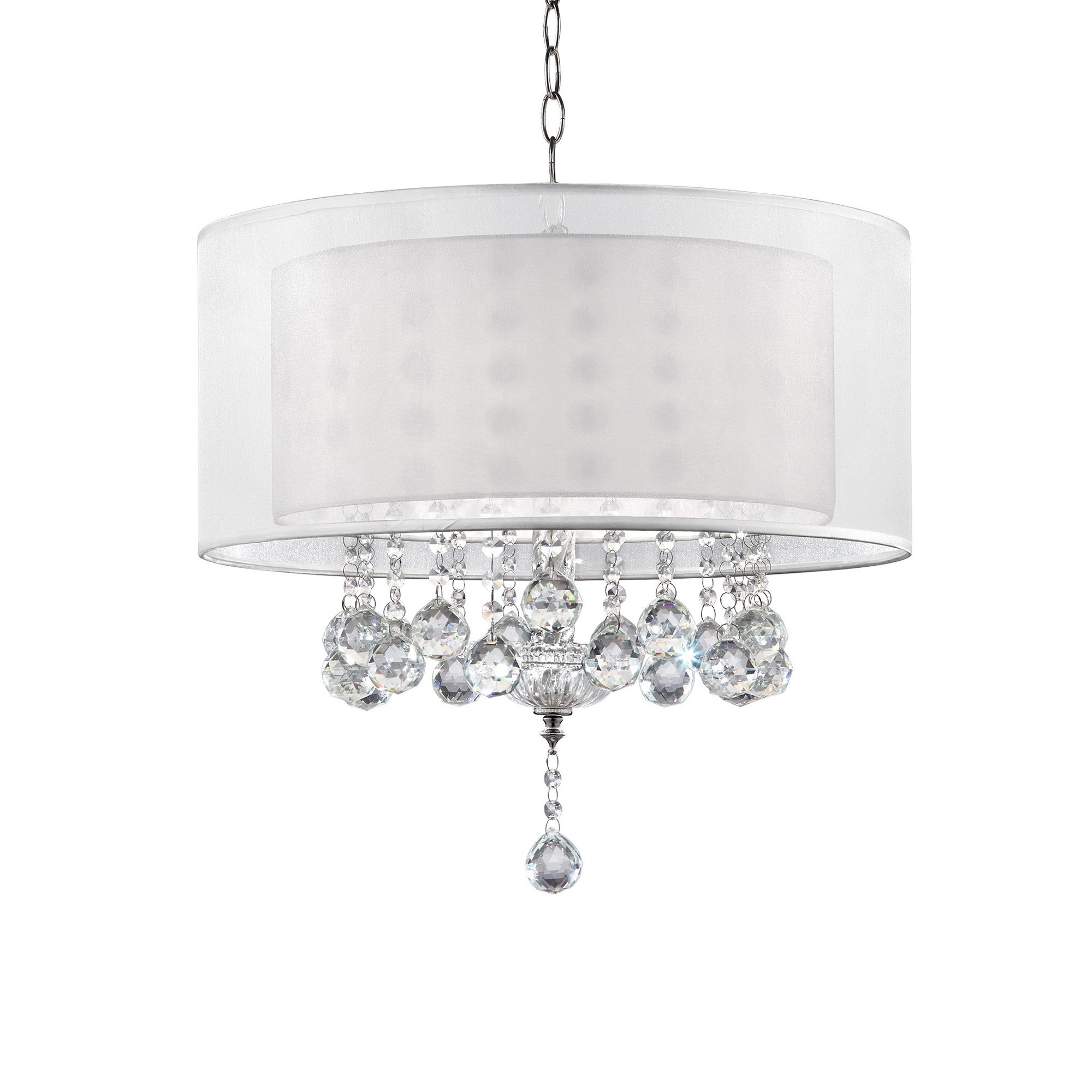 Chic Silver Ceiling Lamp with Crystal Accents and Silver Shade - Minihomy