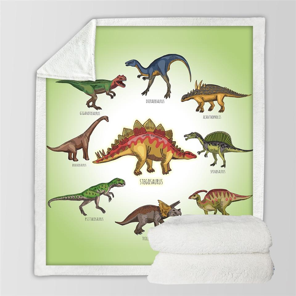 Children Dinosaur Fluffy Soft Cotton Jurassic Cartoon Blanket For Beds - Minihomy