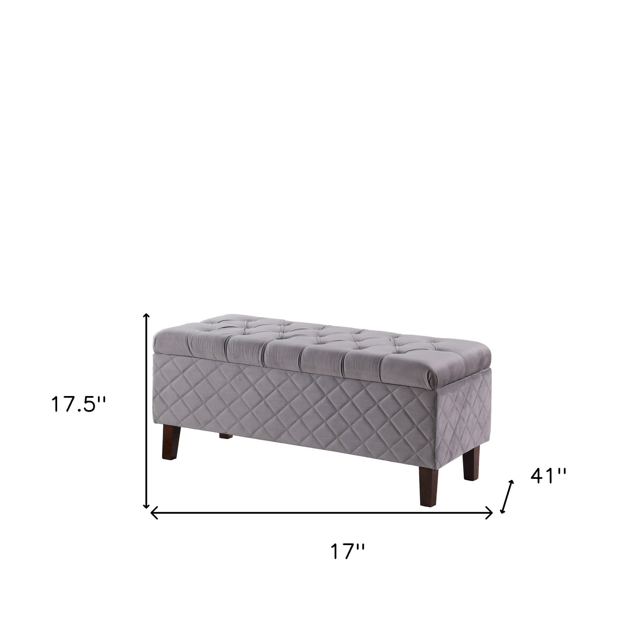 17" Dark Brown And Gray 100% Polyester Entryway Bench With Flip Top - Minihomy