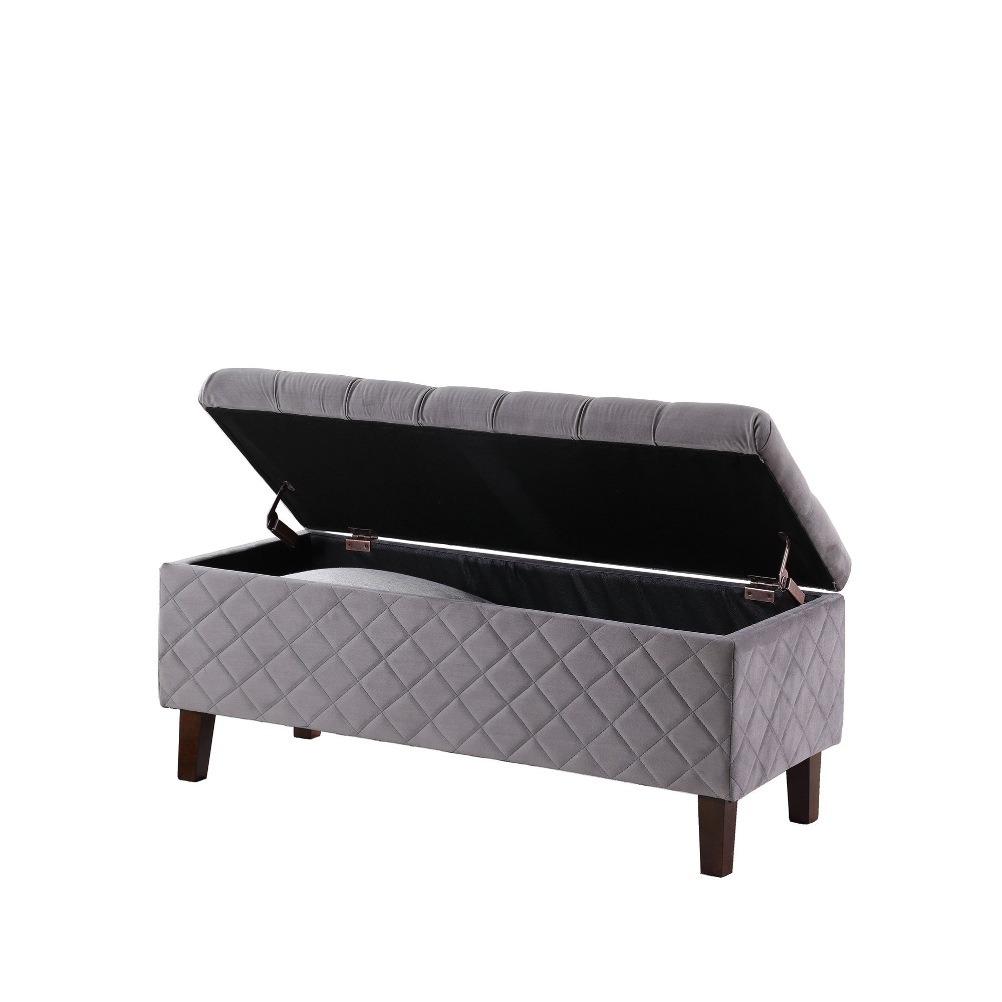 17" Dark Brown And Gray 100% Polyester Entryway Bench With Flip Top - Minihomy