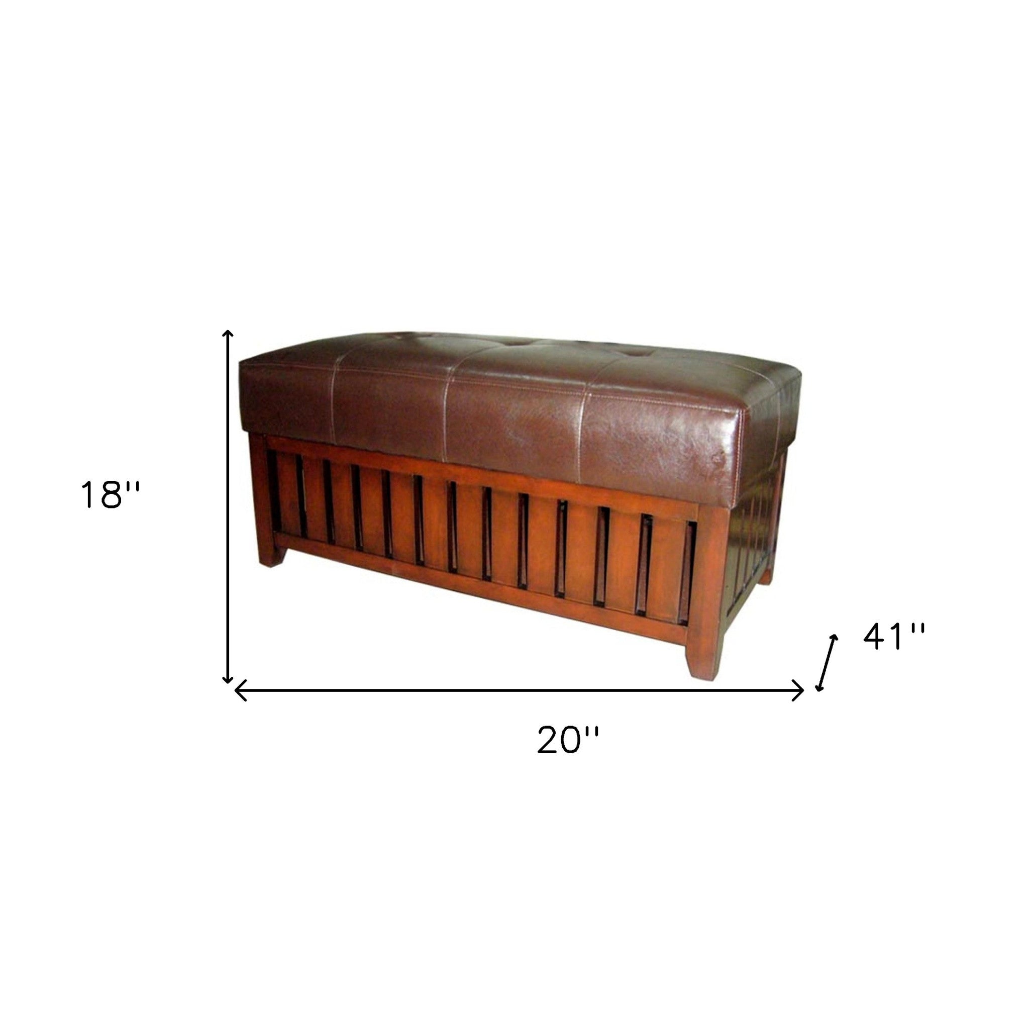 Brown Leather Storage Bench - Minihomy