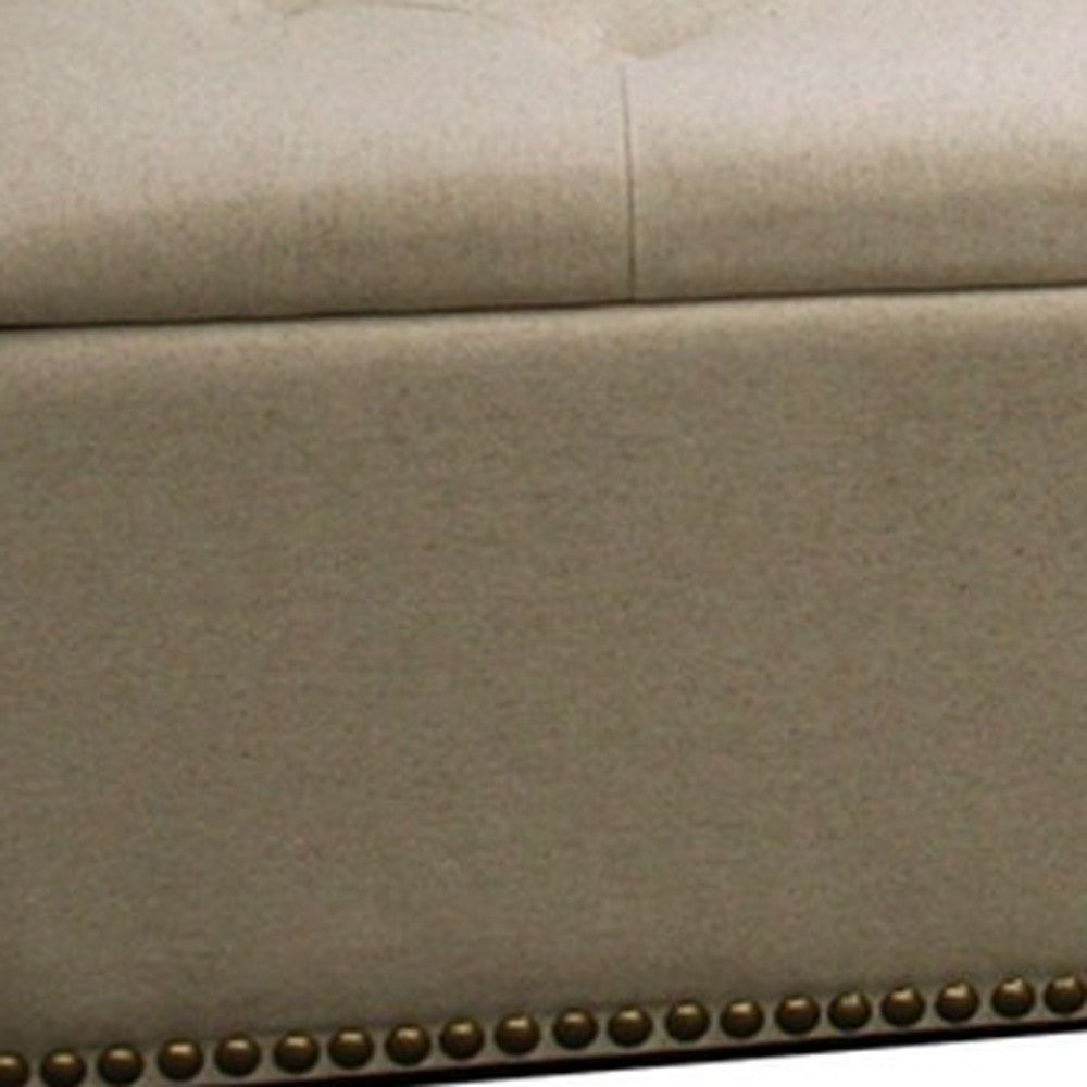 Beige Nailhead Storage Bench Ottoman Four Piece Set - Minihomy