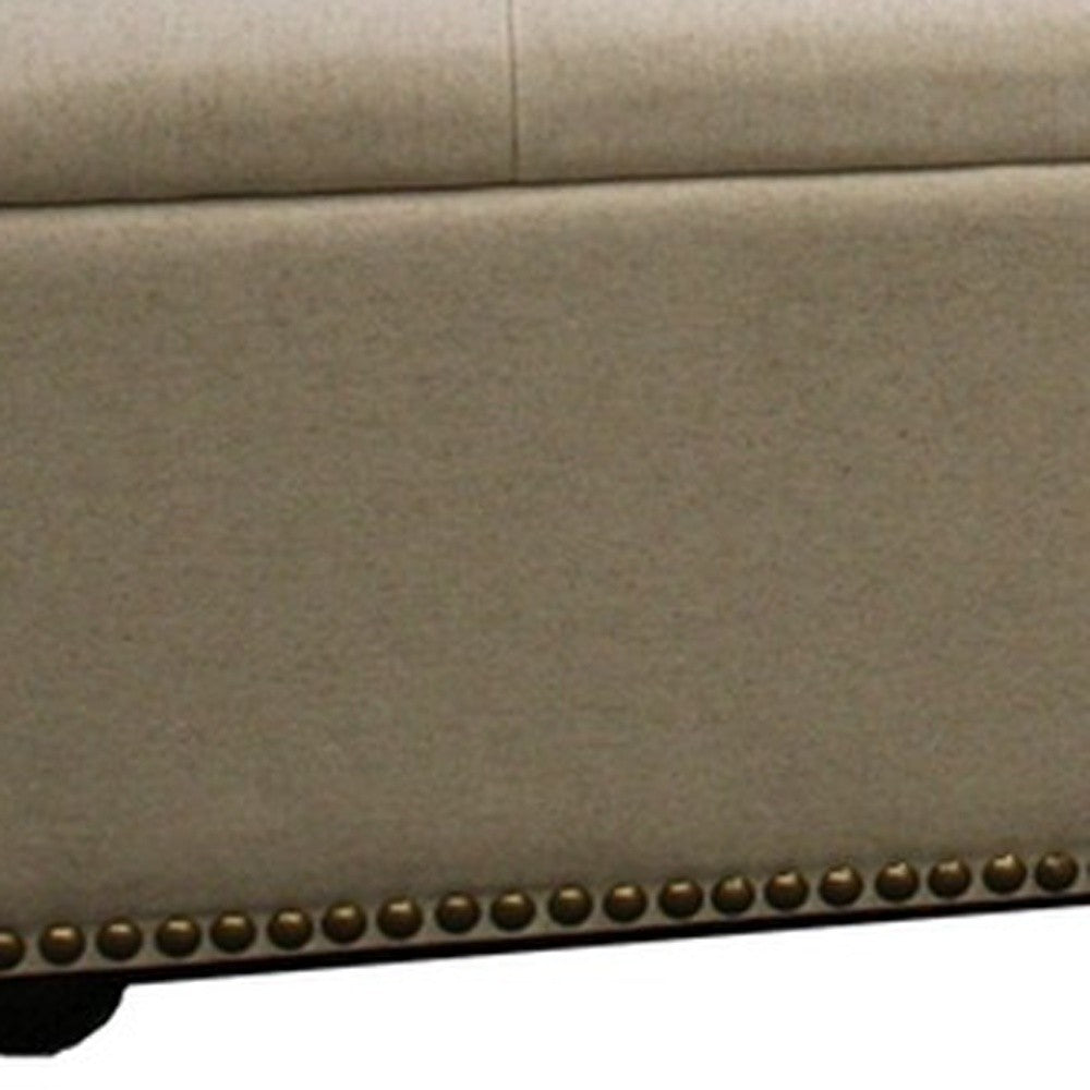 Beige Nailhead Storage Bench Ottoman Four Piece Set - Minihomy