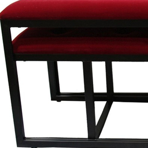 Modern Black and Red Metal Three Piece Bench Set