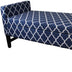 Blue and White Quatrefoil Dark Wood Storage Bench - Minihomy