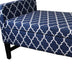 Blue and White Quatrefoil Dark Wood Storage Bench - Minihomy