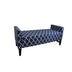 Blue and White Quatrefoil Dark Wood Storage Bench - Minihomy