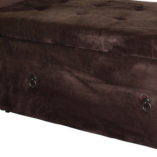 Brown Suede Shoe Storage Bench with Drawer