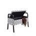 Black and White Scroll Wooden Storage Bench with Handles - Minihomy