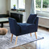 47" Blue And Natural Upholstered Microsuede Bench With Flip top - Minihomy