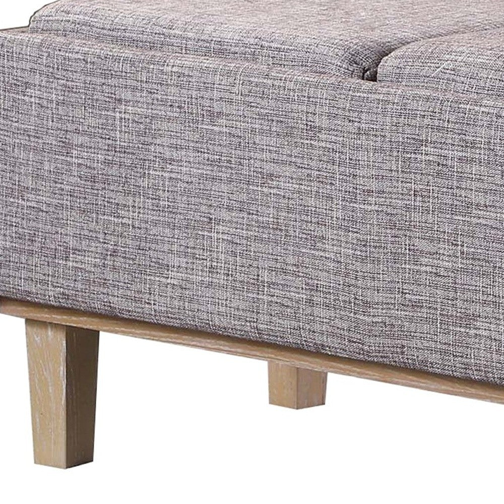 17" Wood Brown And Gray Upholstered 100% Polyester Entryway Bench With Flip Top - Minihomy