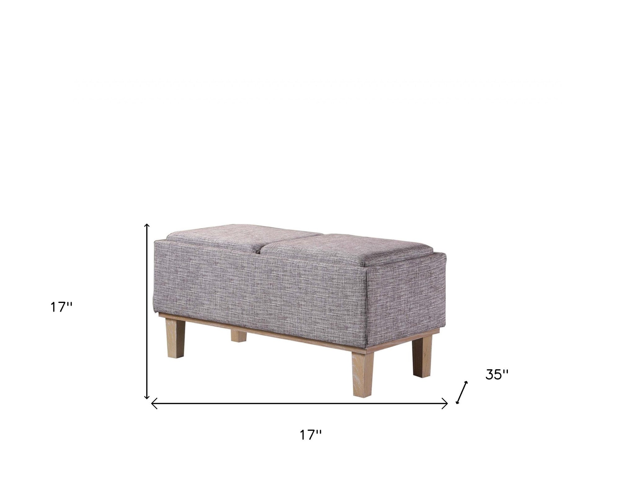 17" Wood Brown And Gray Upholstered 100% Polyester Entryway Bench With Flip Top - Minihomy