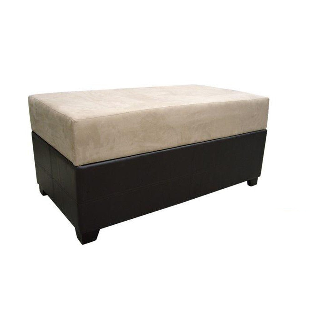 Brown Six Piece Microfiber Storage Bench with Ottomans - Minihomy