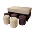 Brown Six Piece Microfiber Storage Bench with Ottomans - Minihomy