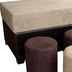 Brown Six Piece Microfiber Storage Bench with Ottomans - Minihomy