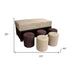 Brown Six Piece Microfiber Storage Bench with Ottomans - Minihomy