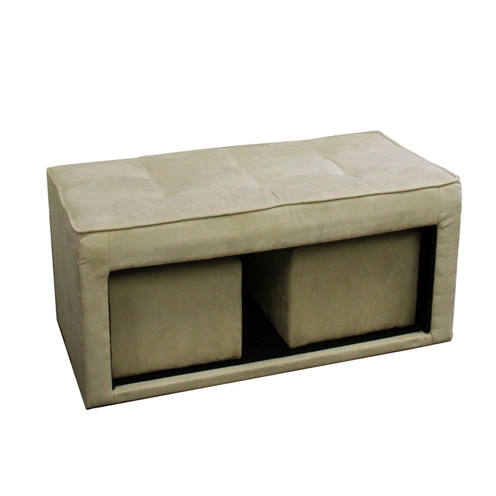 Beige Storage Bench and Ottoman Set - Minihomy