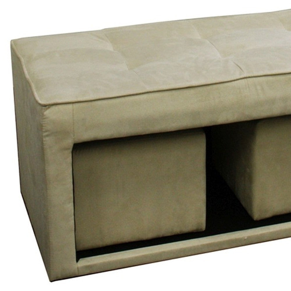 Beige Storage Bench and Ottoman Set - Minihomy