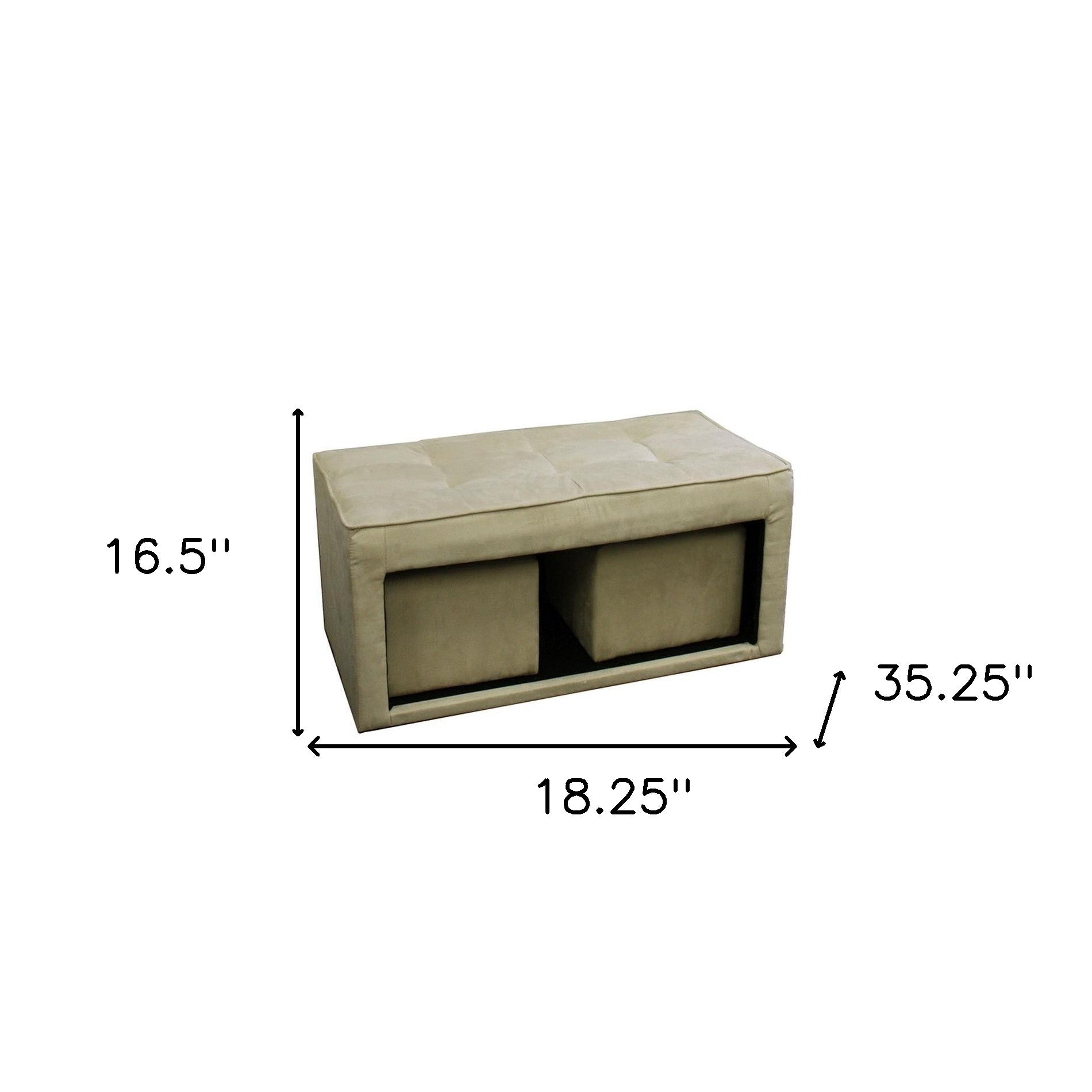 Beige Storage Bench and Ottoman Set - Minihomy