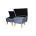 Blue Linen Look Storage Bench and Ottoman Three Piece Set - Minihomy