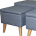 Blue Linen Look Storage Bench and Ottoman Three Piece Set - Minihomy