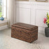 Dark Brown Wood Grain Faux Leather Storage Bench and Ottoman - Minihomy