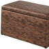 Dark Brown Wood Grain Faux Leather Storage Bench and Ottoman - Minihomy