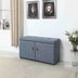 Blue Gray Linen Look Double Door Shoe Storage Bench - Minihomy