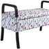 17" Dark Brown And Blue Upholstered 100% Polyester Floral Entryway Bench With Flip Top - Minihomy