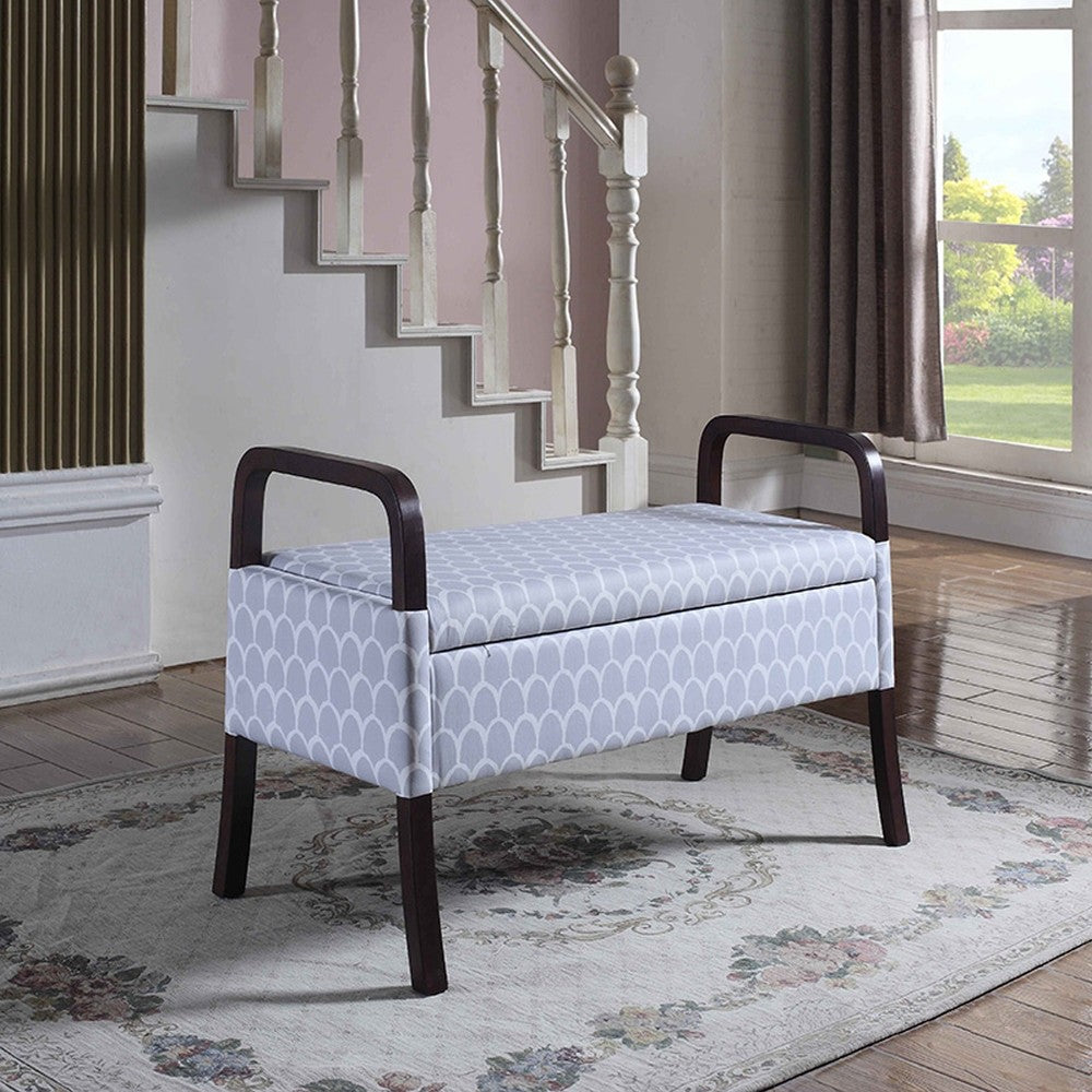 17" Black And Gray Upholstered 100% Polyester Trellis Entryway Bench With Flip Top - Minihomy