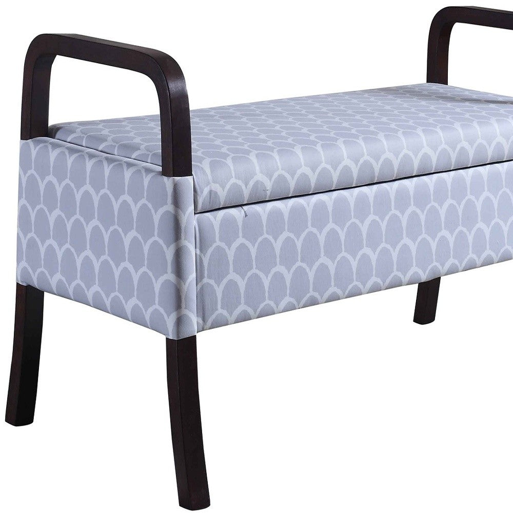 17" Black And Gray Upholstered 100% Polyester Trellis Entryway Bench With Flip Top - Minihomy