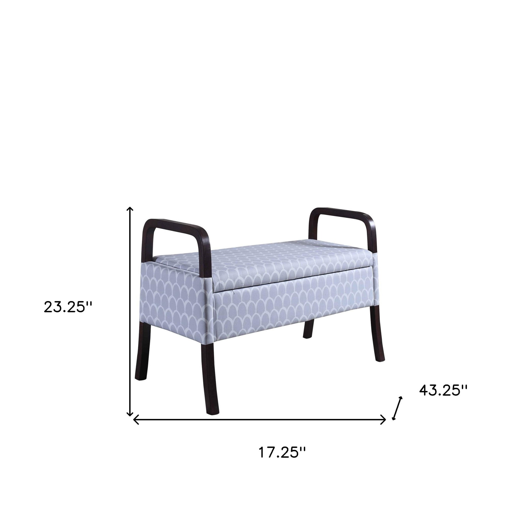 17" Black And Gray Upholstered 100% Polyester Trellis Entryway Bench With Flip Top - Minihomy