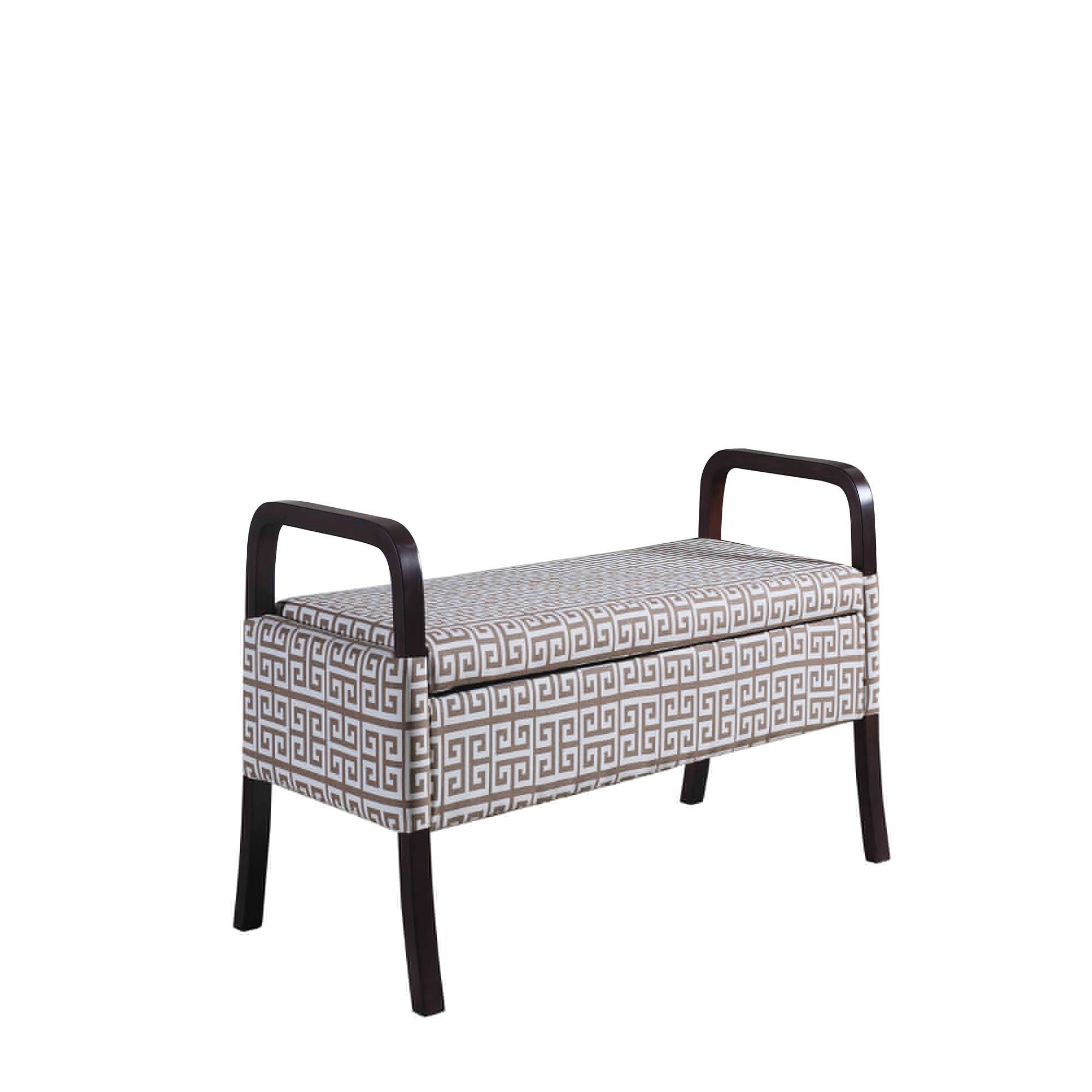 17" Black And Brown Upholstered 100% Polyester Geometric Entryway Bench With Flip Top - Minihomy