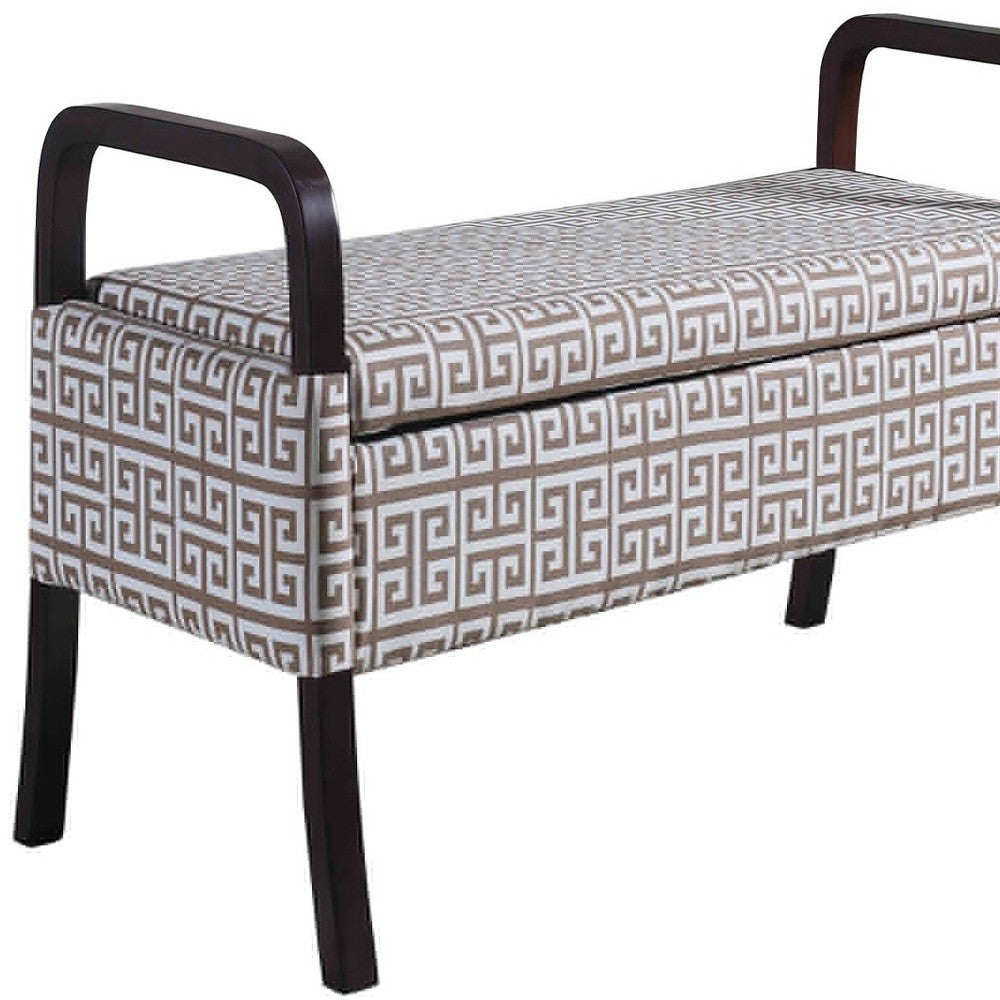 17" Black And Brown Upholstered 100% Polyester Geometric Entryway Bench With Flip Top - Minihomy