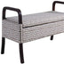 17" Black And Brown Upholstered 100% Polyester Geometric Entryway Bench With Flip Top - Minihomy