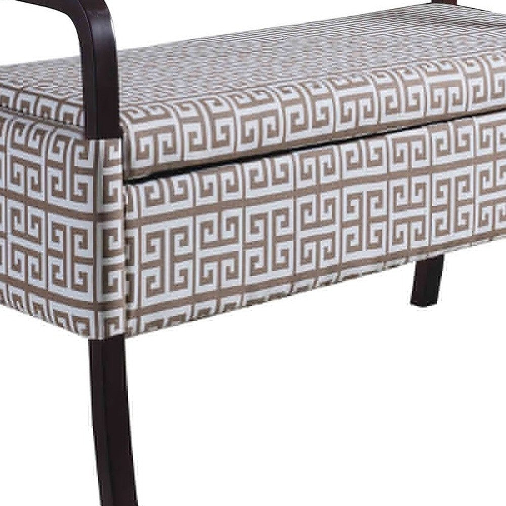 17" Black And Brown Upholstered 100% Polyester Geometric Entryway Bench With Flip Top - Minihomy