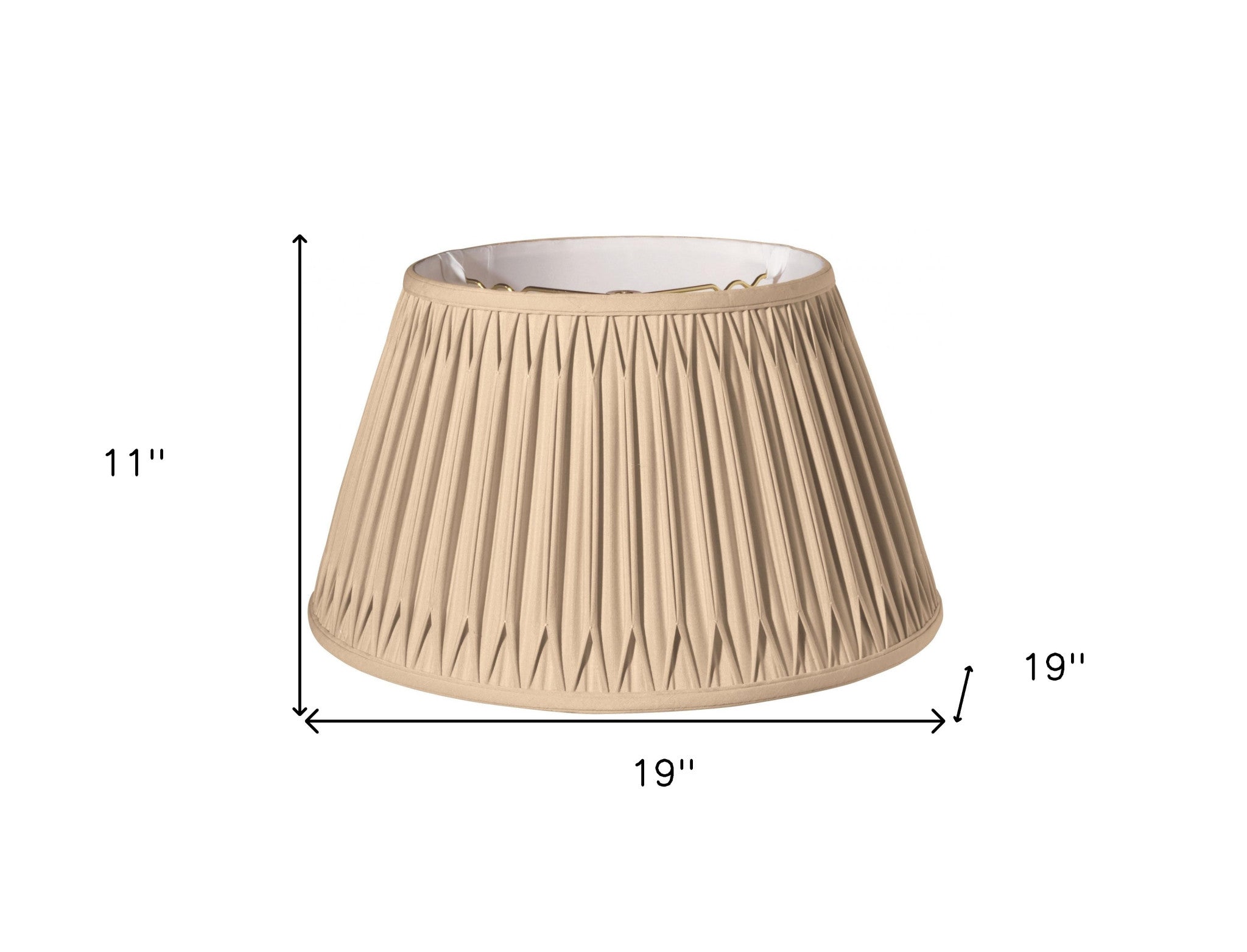 19" Vintage Gold Shallow Drum Smocked Shantung Lampshade - Minihomy