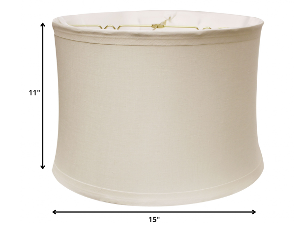 15" Snow Drum Trimmed Linen Lampshade - Minihomy