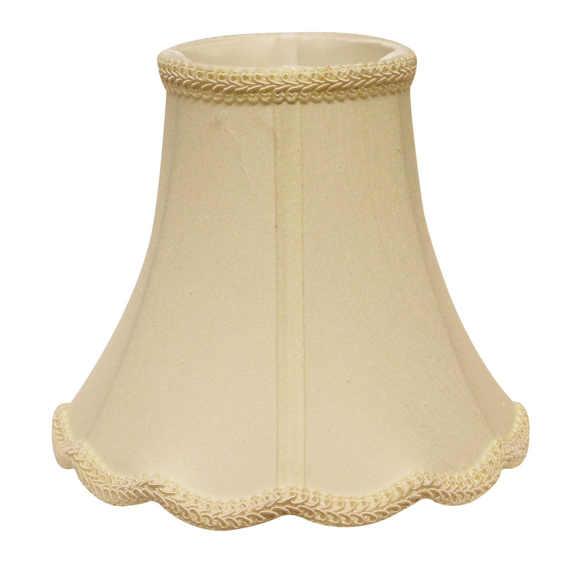 14" Ivory Slanted Scallop Bell Monay Shantung Lampshade - Minihomy