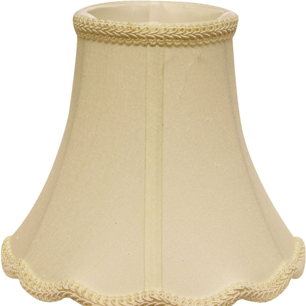 14" Ivory Slanted Scallop Bell Monay Shantung Lampshade - Minihomy