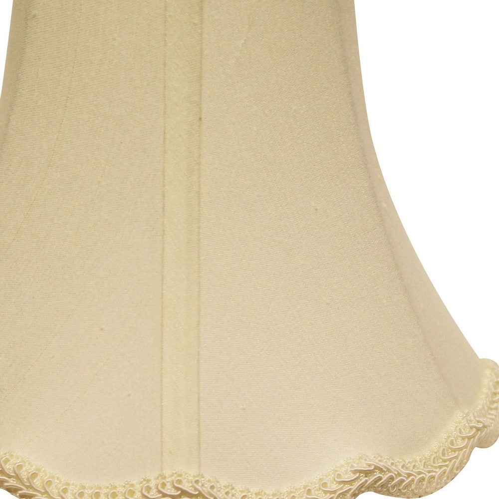 14" Ivory Slanted Scallop Bell Monay Shantung Lampshade - Minihomy