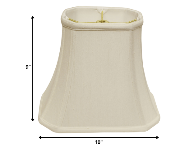 10" White Slanted Rectange Bell Monay Shantung Lampshade - Minihomy