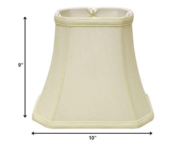 10" Ivory Slanted Rectangle Bell Monay Shantung Lampshade - Minihomy