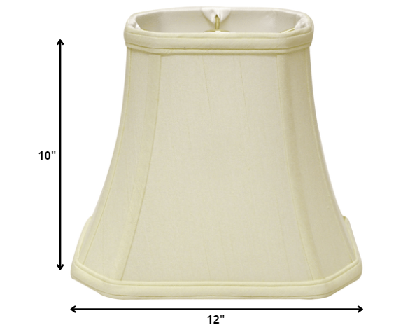 12" Ivory Slanted Rectangle Bell Monay Shantung Lampshade - Minihomy