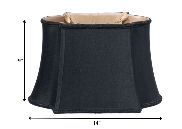 14" Black with Bronze Lining Premium Oblong Shantung Lampshade - Minihomy