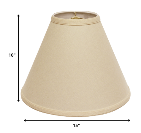 15" Parchment Biege Deep Cone Slanted Linen Lampshade - Minihomy